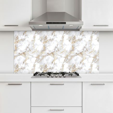 CRÉDENCE CUISINE Veines d'or - Marbre - Blanc 120x60 cm (1/5)
