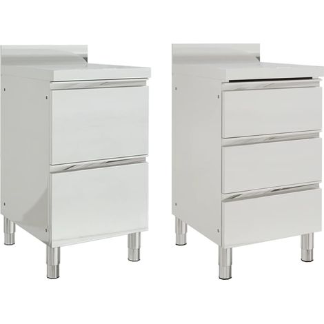 Set di 2 mobili da cucina commerciali 96 cm acciaio inox 020000004