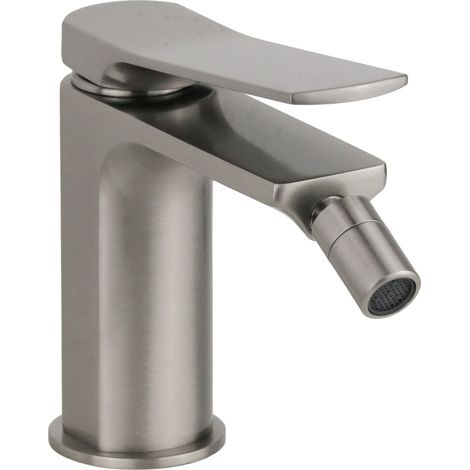 Mezclador de bidé de un solo orificio en acero cepillado con palanca inclinada y desagüe click-clack Pollini Kora MXBIMCLMCNS  acero inoxidable cepillado (1/5)