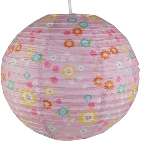 Kinder Papierlampe BLÜMCHEN Lampenschirm Ø 40cm Pendelleuchte mit Aufhängung (1/5)