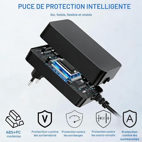 Chargeur Aspirateur Piscine, 12.6V Chargeur Compatible avec SE 600 1000 HJ1103J HJ1102 1500 AIPURY1500 P1111 Robotic Pool Cleaner Câble d'alimentation (1/2)
