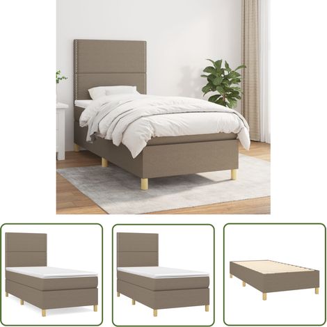 The Living Store Boxspringbett mit Matratze Taupe 100x200 cm Stoff - Boxspringbett - Doppelbett - Betten - Schlafräume - Möbel (1/5)