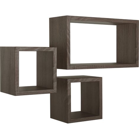 Étagères à mur lot de 3 pc modulaires mod. tribù noyer (1/4)