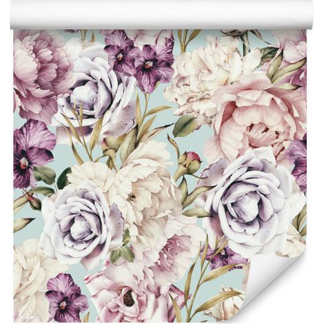 Carta da parati con rose per soggiorno e camera da letto 50x1000 cm (1/5)