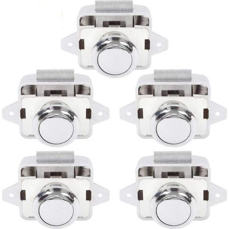Bouton Poussoir Camping Car - Serrure Loquet Porte Fermeture Placard Bouton pour RV caravane de moteur 5 pièces Argent
