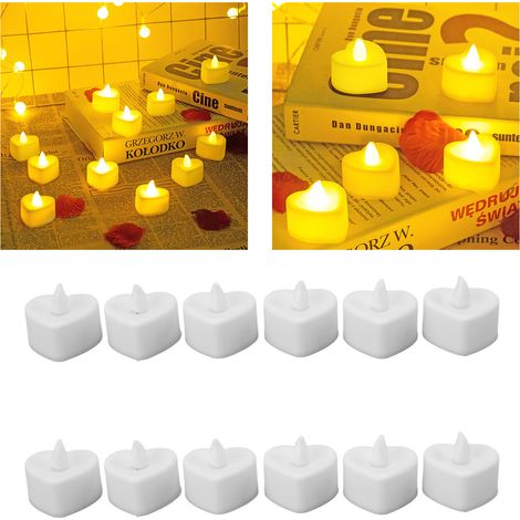 Weiße, herzförmige LED-Kerzen (12er-Pack) für Halloween, Hochzeiten und Escape Games (1/5)