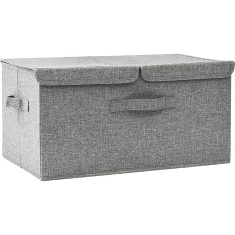 Boîte de rangement en tissu gris, dimensions 50 x 30 x 25 cm