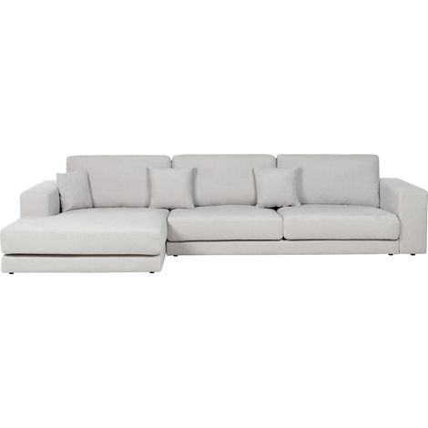 Corner Sofa 4 Seater LOFOTEN Fabric Light Grey Right Hand