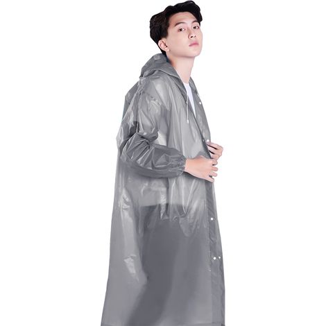 Imperméable EVA non jetable, portable pour les voyages et les activités de plein air, pour adultes, 150 g, 18 pouces, gris anthracite extra épais, cordon de serrage