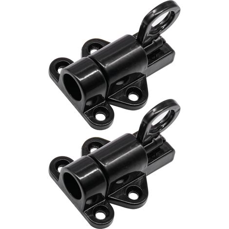 2 pièces loquets à anneau tirette en alliage d'aluminium verrou coulissant porte fenêtre portail à ressort automatique avec vis noir (1/5)
