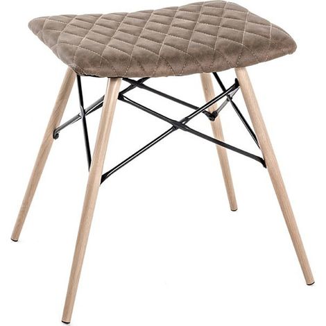 Tabouret coloris hêtre-marron-noir en métal - L 48 x P 40 x H 47 cm -PEGANE-