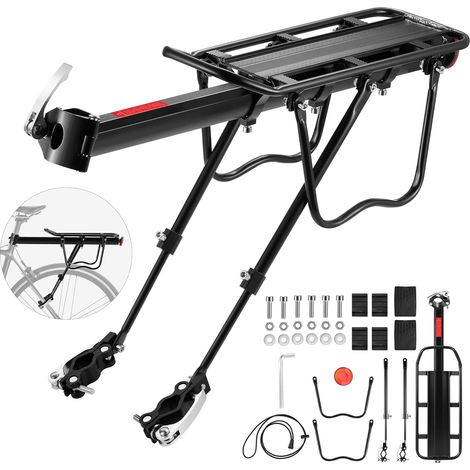 Porte Bagage vélo arrière, Porte Bagage VTT arrière réglable, avec réflecteur, Charge maximale de 60 kg, matériau en Alliage d'aluminium pour Le Cclisme, Randonnées (1/5)