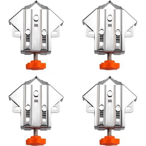 Juego de 4 abrazaderas de acero inoxidable de 90 grados, abrazaderas angulares empalmadas con mordaza giratoria ajustable, para carpintería, ingeniería y marcos de fotos. (1/4)