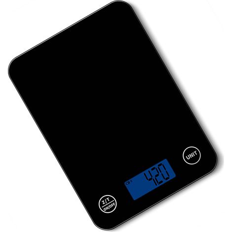 (Exclusivité Chili) (Échantillon non disponible) Balance de cuisine électronique à vision nocturne noire, idéale pour la pâtisserie et le café filtre, pesée précise au gramme près. Fonctionne avec 2 p (1/5)