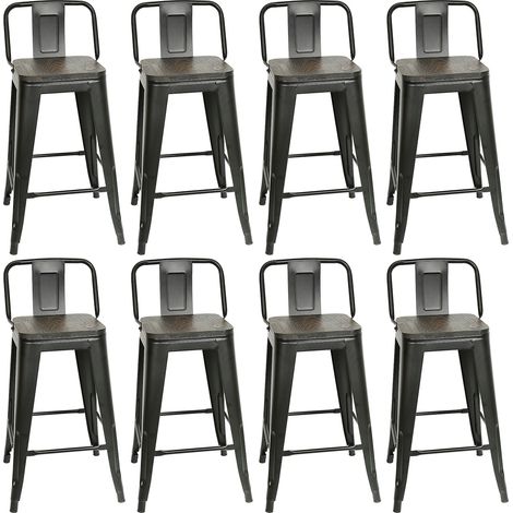 SiFree®Tabourets de Bar Industriel en Metal Lot de 8 pour Cuisine Bistrot Café (1/2)