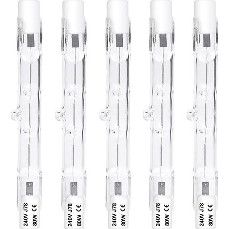 Dimmable R7S 78mm 80W Ampoule Halogène Crayon AC220-240V 1390lm J78 Projecteur Halogène Linéaire pour l’éclairage de paysage, sécurité, lampadaire (Lot de 5, Blanc Chaud 2800K) H450 (1/5)