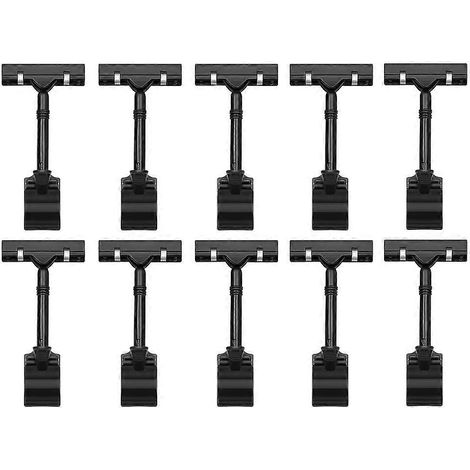 Lot de 10 porte-panneaux en plastique réglables, à double tête et fixation par pince. (1/5)