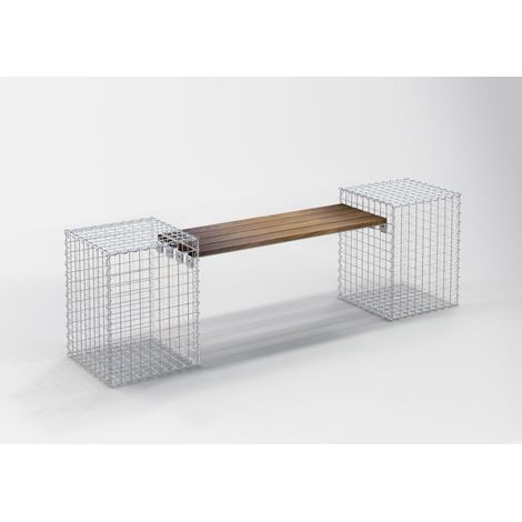 Gabiondeco - Banc de jardin Cumaru 200 cm x 60 cm x 37 cm. maillage 5 x 5 cm. - Made in Germany (1/3)