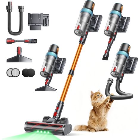 Aspirateur Balai Sans Fil 50KPA/600W, 65Min (ECO) Aspirateur Balai Puissant, Inclus 1M Tuyau Flexible (1/5)
