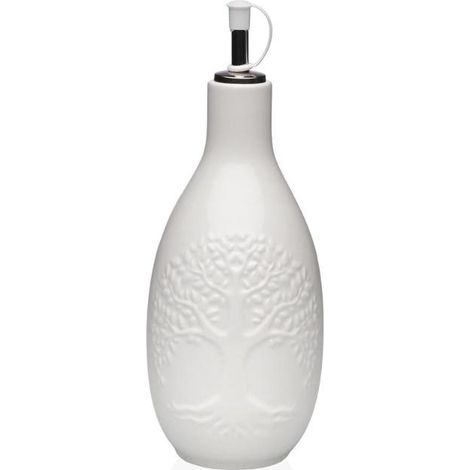 VERSA aceitera ceramica blanca arbol 9x9x20.5 cm , Aceitera de cerámica blanca Árbol, un accesorio elegante y funcional diseñado para almacenar y servir aceite o vinagre con estilo