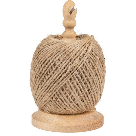 Ficelle de Jute 2mm sur Dévidoir Hêtre, coupe fil intégré, Naturel (1/2)