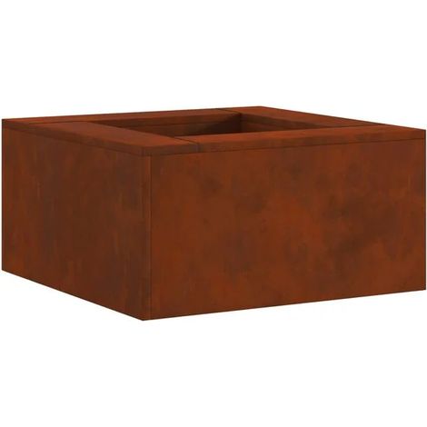 Insert de cheminée marron, 60 x 60 x 30 cm, acier vieilli. (1/5)