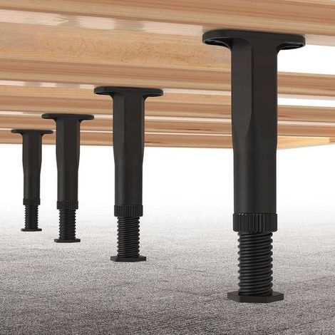 Set de 4 pieds de meuble réglables – 19-30 cm – Antidérapants – Acier – Noir – Vis incluses (1/5)