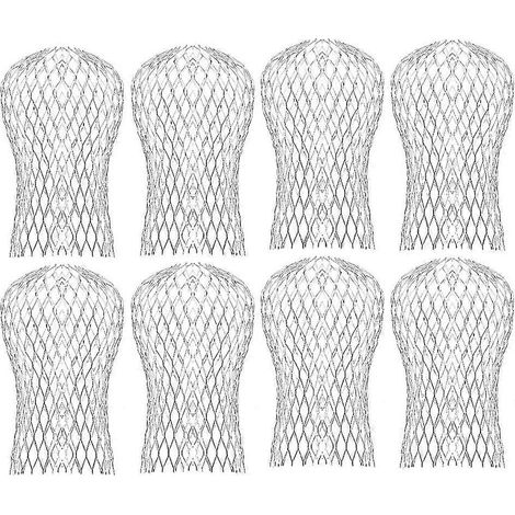Lot de 8 protections pour descentes de gouttière, grilles filtrantes pour tuyaux de descente, protections anti-feuilles pour gouttières, empêchent l'eau de s'écouler dans les gouttières. (1/5)