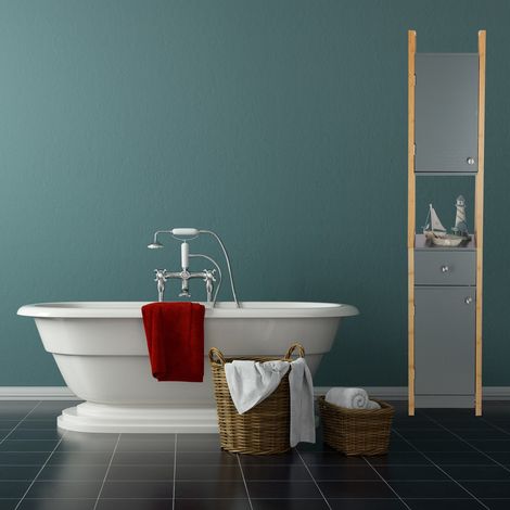 Tall bathroom cabinet with adjustable shelves