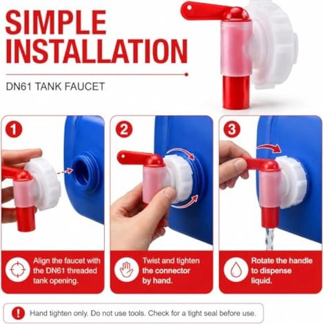 DN61 Robinet de tambour en plastique 61 mm pour réservoir de 15 à 60 litres avec filetage DN 61 (1/3)