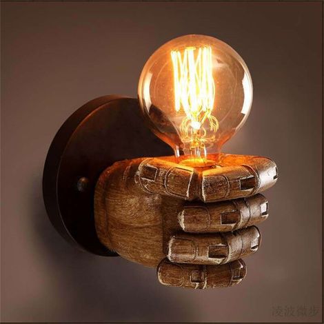 Lampe murale fantaisie en forme de poing support décoratif décoration convient pour bar restaurant café main gauche ampoule non incluse (1/4)