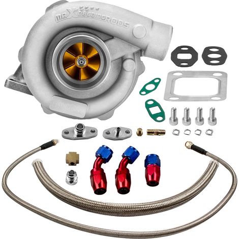Billet Turbo, bride T3/T4, turbine 63 A/R, bride d'échappement à 5 boulons, jusqu'à 400 HP, refroidi par huile (1/5)