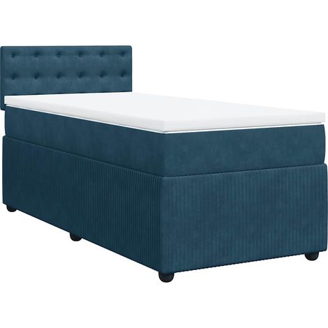 Maison Exclusive - Cama box spring con colchón terciopelo azul 10