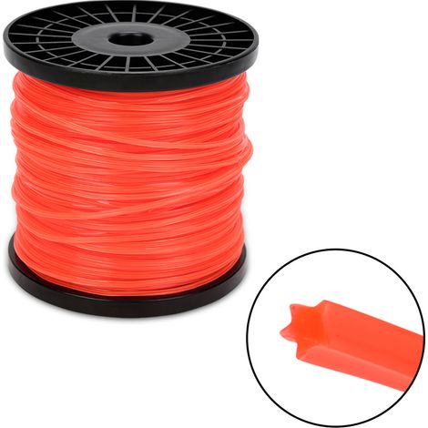 TolleTour Filo di taglio tondo 2,4 mm 100 m per decespugliatore, nylon arancione, filo di ricambio universale