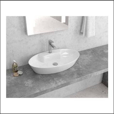 Lavabo appoggio ovale bianco 61cm ceramica slim Litos-0012 kamalu (1/2)