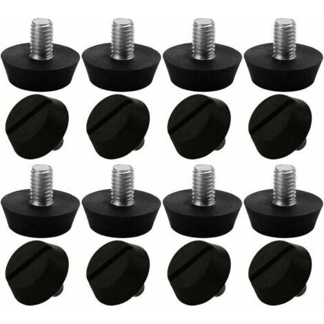 Set di 16 piedini regolabili per mobili, base livellante, gambe per tavoli, gambe per sedie, protezioni per pavimenti regolabili M6 x 10 x 20 mm (1/4)