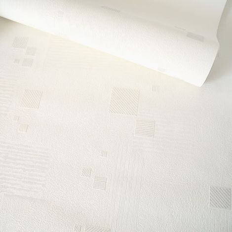 Papier peint beige crème intissé Tapisserie à motif petits carrés Papiers peint texturé idéal pour bureau et cuisine (1/5)