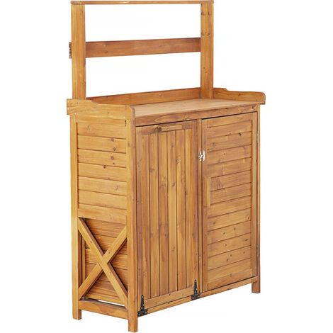 Gartenschrank aus Holz mit integriertem Mülleimer "Lou" - Braun