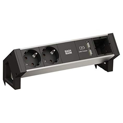 Bachmann DESK 2 base múltiple 0,2 m 2 salidas AC Interior Negro, Gris