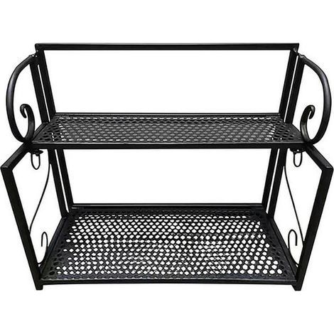Étagère de Douche à Deux Niveaux en Métal Panier de Rangement pour Placard Cuisine Armoire Meuble Bas (1/4)