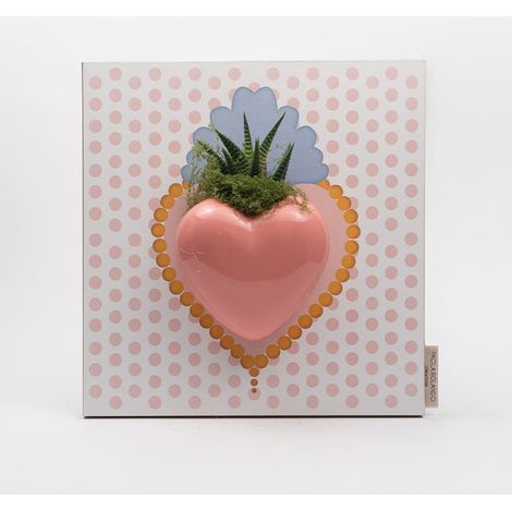 Pianta grassa Succulenta vaso ceramica Made in Italy Cuore Pois - Rosa (1/2)
