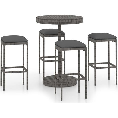 Maison Exclusive - 5-tlg. Gartenbar-Set mit Kissen Poly Rattan Gr