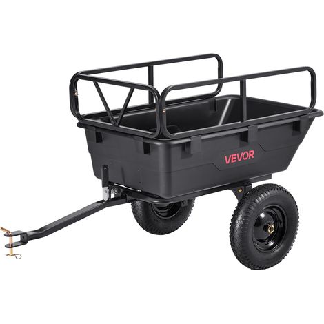 Remorque à Benne Basculante, 283 L, Remorque de Tracteur Tondeuse à Gazon Jardin Polyéthylène, Capacité de Charge 226,8 kg, avec Pneus 40,64 cm, Chariot de Transport à Déversement pour VTT, UTV (1/5)