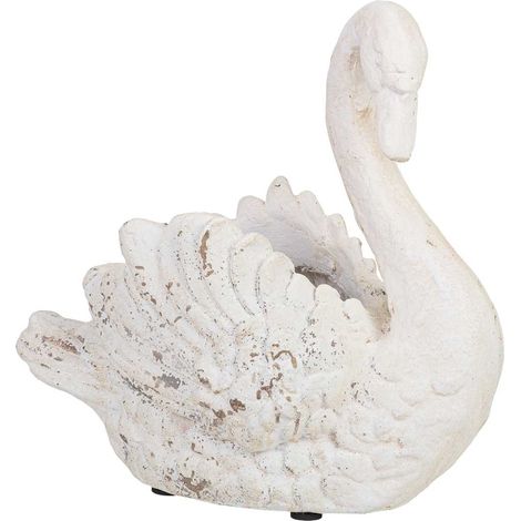 Macetero de cisne de resina blanco 41x21.5x40.5h cm