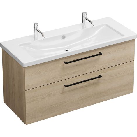 Vasque en céramique Burg Eqio + meuble sous-vasque en chêne, décor cachemire/blanc alpin GR0234