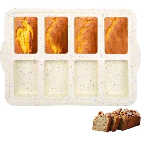 8 pièces Moule à gâteaux en silicone rectangulaire, antiadhésif, 33 x 23,5 x 3 cm, pour brownies, chocolat et pains maison