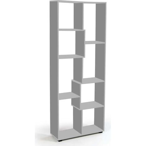 Moderne Säulenbibliothek Gaia mit asymmetrischen Fächern, 70 x 24 x 178 cm, grau