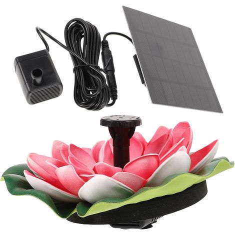 Fontaine Solaire Flottante Forme Lotus 5 Fleurs Cerise Rouge Pompe Automatique 7V 12W sans Pile Décoration Extérieure pour Bassin Jardin et Piscine (1/5)