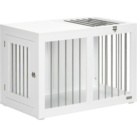 Gabbia per cani di taglia media 80 x 50 x 56,5 cm in legno e acciaio bianca MODENUIT (1/5)