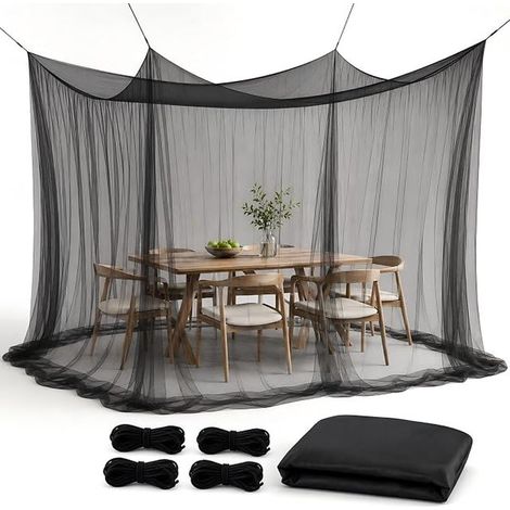 Outdoor Mosquito Net 300 x 300 x 250 cm with 13.1 x 6 m and Bag, Black (1/5)